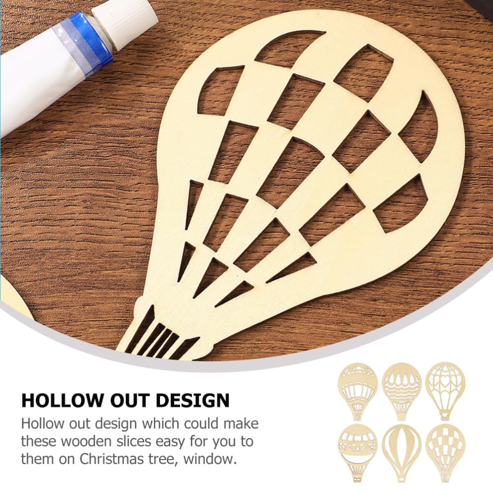 VOSAREA 10 Set Decor Wood Cutouts for Crafts Unfinished Wood Ornaments Hot Air Balloon Wood Discs Hot Air Balloon Wood Slices Wood Hot Air Balloon VOSAREA