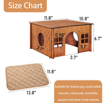 Large Wood Guinea Pig Hideout with Windows,Hamster House Hideout,Small Animals Pets Houses Hideouts,Suitable for Chinchilla,Hamsters and Small Rabbit - WoodArtSupply