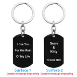 Queenberry Two Sides Personalized Text Name Laser Engraving Stainless Steel Custom Dog Tag Key Chain - Handmade Queenberry