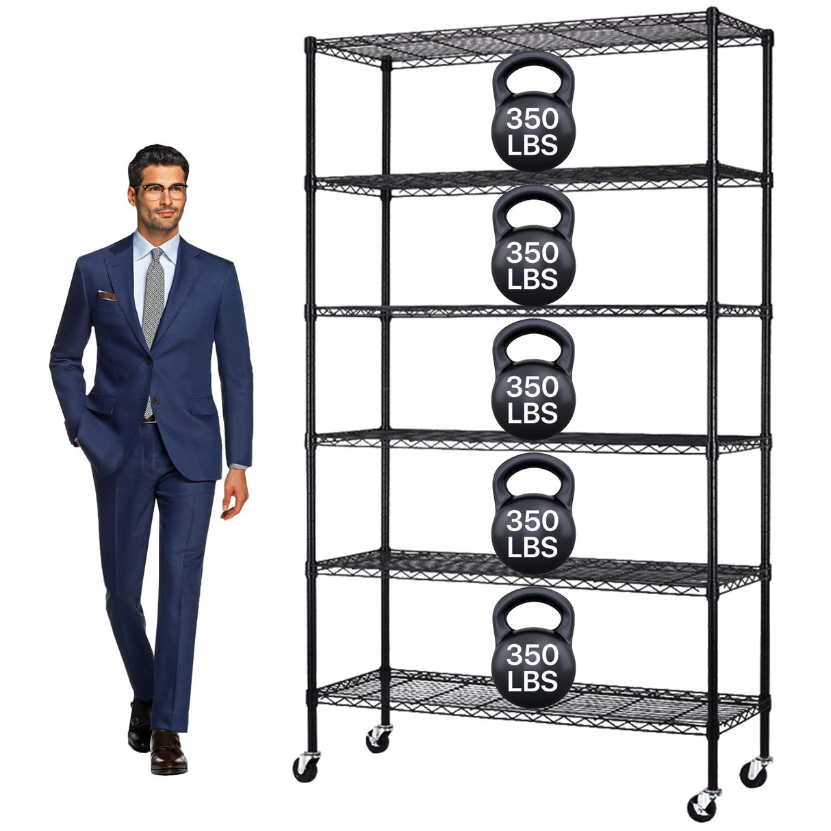 Storage Shelves Metal Shelf Wire Shelving Unit with Wheels 6 Tier NSF Certification Adjustable Garage Shelving Utility Steel Heavy Duty Commercial Dkeli