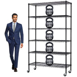 Storage Shelves Metal Shelf Wire Shelving Unit with Wheels 6 Tier NSF Certification Adjustable Garage Shelving Utility Steel Heavy Duty Commercial Dkeli