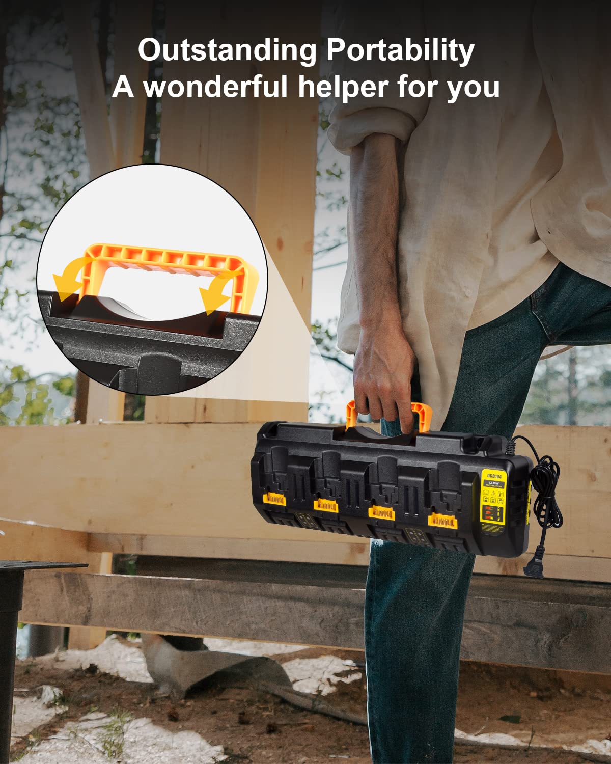 Lenoya DCB104 Battery Charger Replacement for Dewalt 12V/20V Max Battery Charger Station DCB104(Black) Lenoya