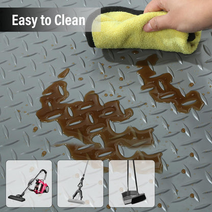 7.5 x 20 FT Garage Floor Mat - 2.3mm Diamond Plate PVC Roll for Under Car Parking, RV Trailer Flooring. Water/Stain Resistant, Perfect for Garage,