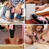 COMOWARE 169Pcs Home Tool Kit with Drill, Pink Drill Set for Women, Lady's Home Repairing Tool Kit with 20V Power Drill, with a Large-Capacity Tool COMOWARE