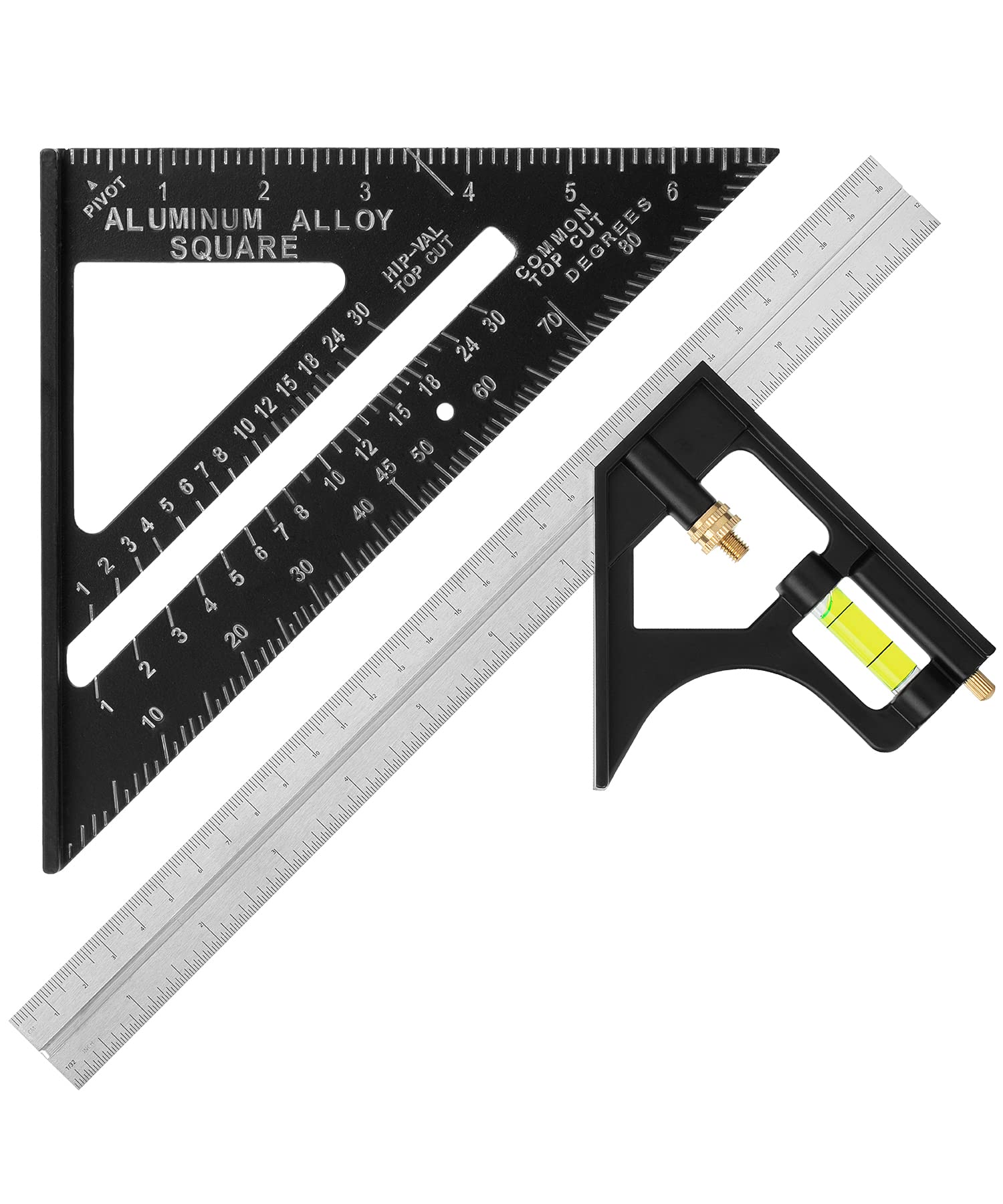 Mr. Pen- Rafter Square and Combination Square Tool Set, Black, 7" Square, 12" Aluminum Carpenter Square, Framing Square, Square Tool, Woodworking - WoodArtSupply