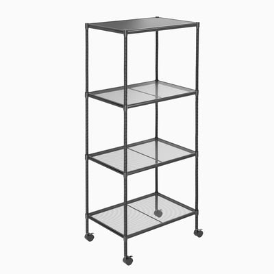 OVICAR 4-Tier Wire Storage Shelves, Adjustable Shelving Units with Wheels, Steel Metal Storage Rack for Kitchen Pantry Closet Laundry, Durable