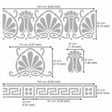 Aleks Melnyk No.328 Metal Stencil, Ancient Greek Fret and Roman Ornament, Meander, Palmette Motif, Border, Patterns, Small Stencil, 1 PC, Template Aleks Melnyk