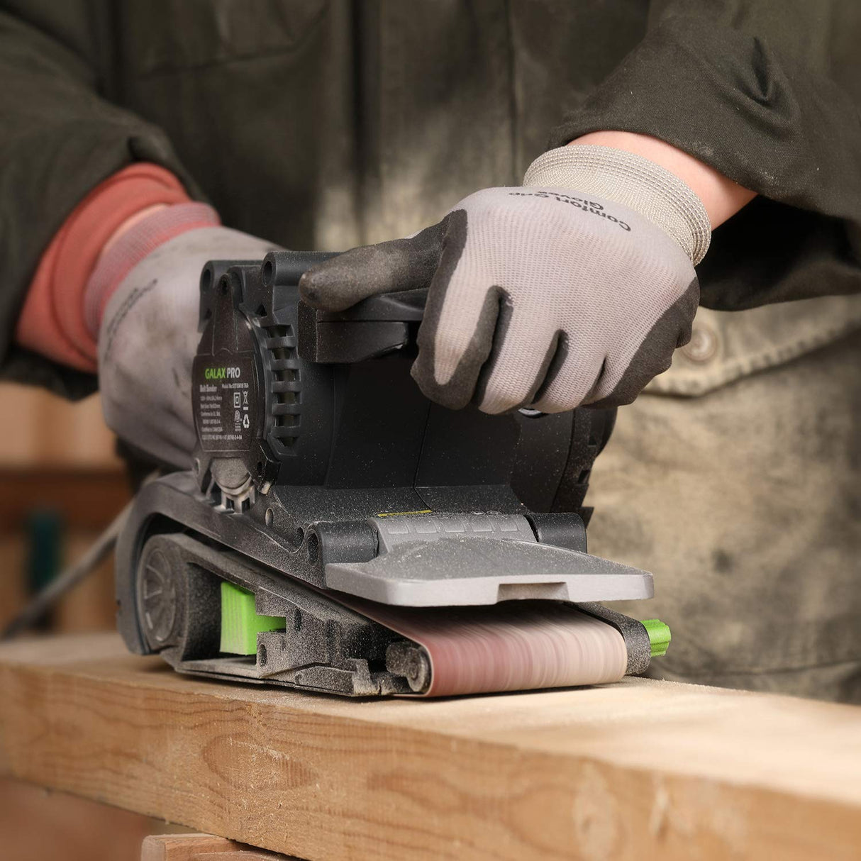 GALAX PRO 8 Amperes Belt Sander 120-380RPM with Variable Speed Settings, 5 Pieces Sanding Belts(3x21 Inch) and Dust Bag for Stock Removal GALAX PRO
