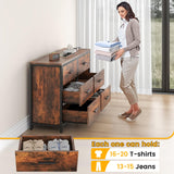 Frmobepts 6 Drawer Dresser, Wooden Dresser for Bedroom, 47" Metal Frame, Black Dresser, Natural Wooden Dresser Furniture, Storage Cabinet for Dining Frmobepts