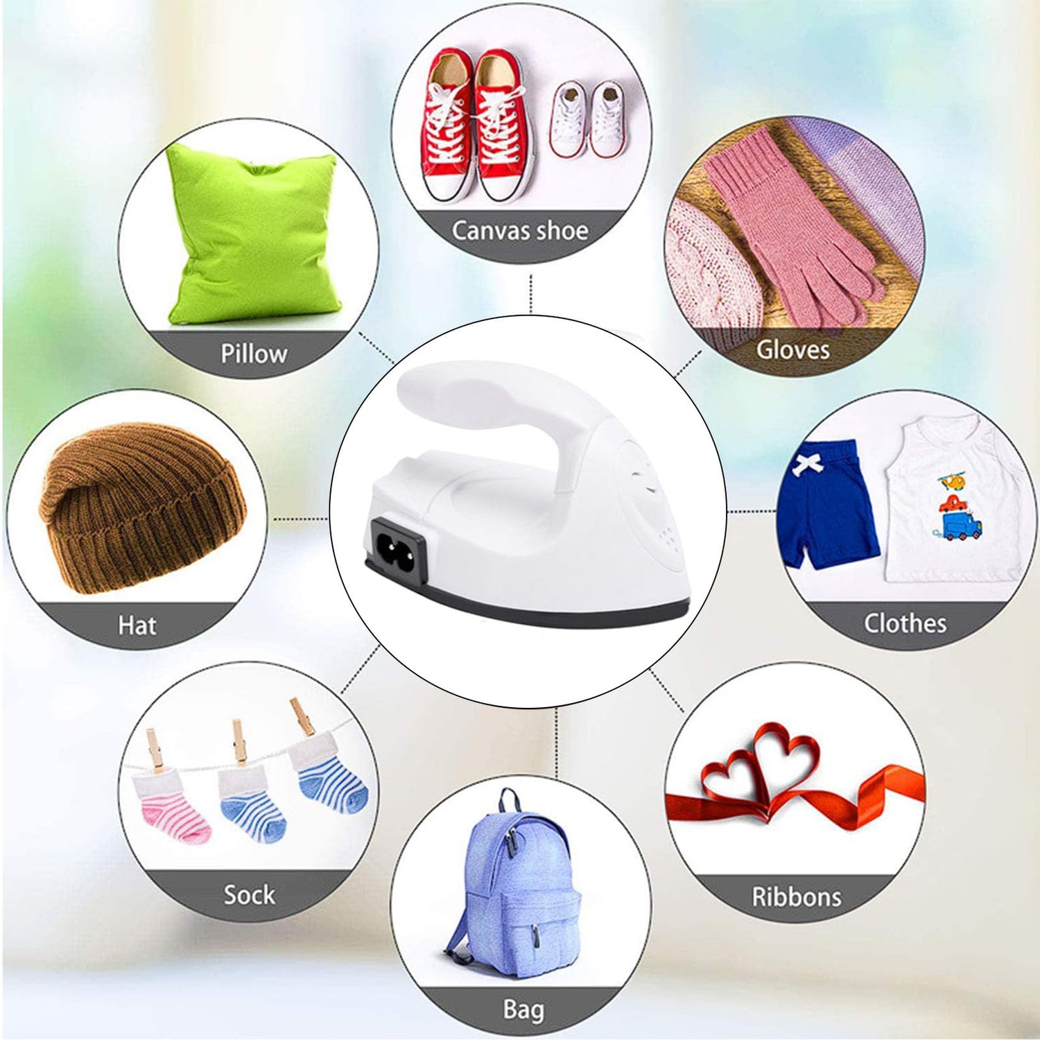 GoLashFun Mini Craft Iron Machine,White Small Electric Heat Press Iron Portable Handy Travel for Heating Transfer Vinyl Projects,Clothes Shoes Bags GoLashFun