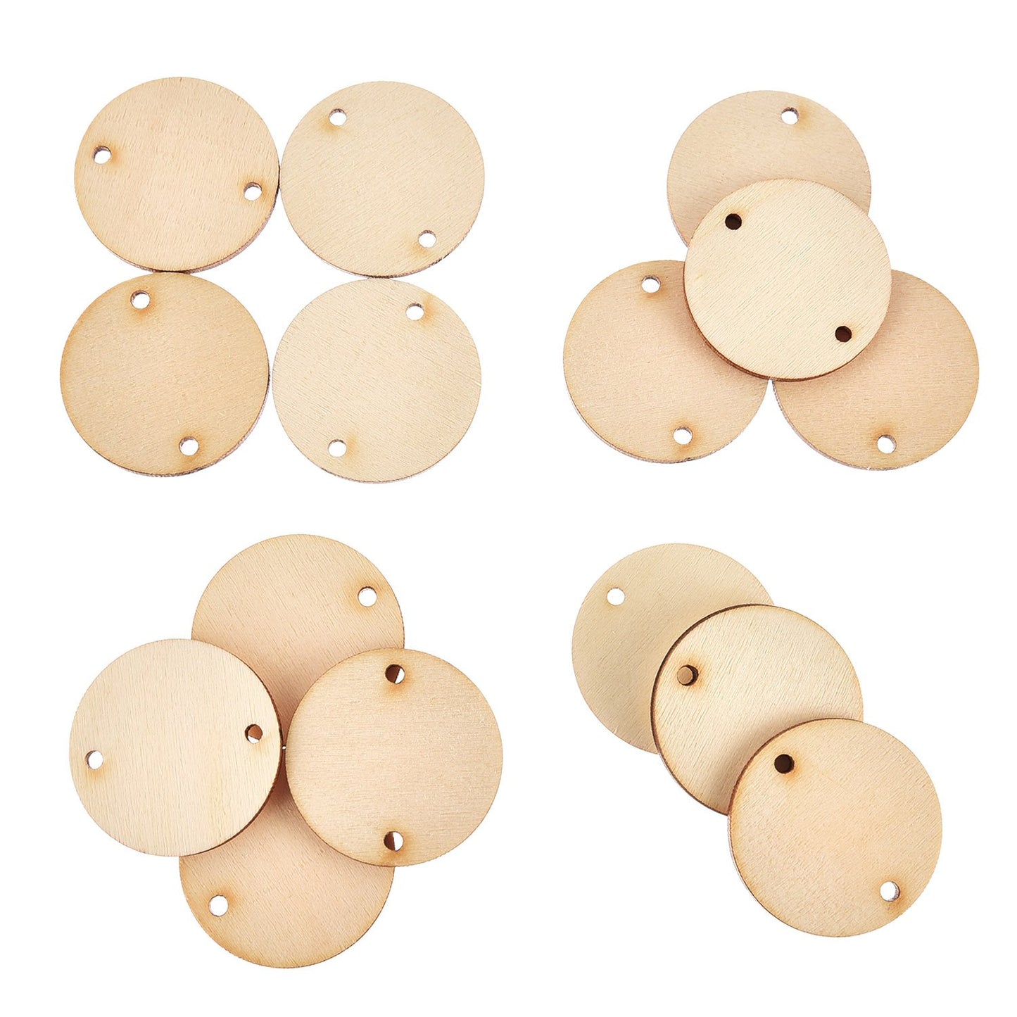 Christmas Wooden Tags with 2 Holes Round Wood Discs and S Hooks Connectors for Christmas, Birthday Boards, Chore Boards and Crafts