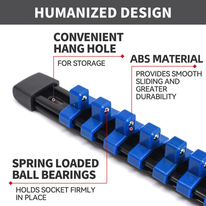 Reniteco Socket Organizer Drive ABS Tools-Socket Holder, Premium Quality 9 Pieces Holders Kit 1/4-Inch x 48 Clips, 3/8-Inch x 45 Clips, 1/2-Inch x 36 - WoodArtSupply