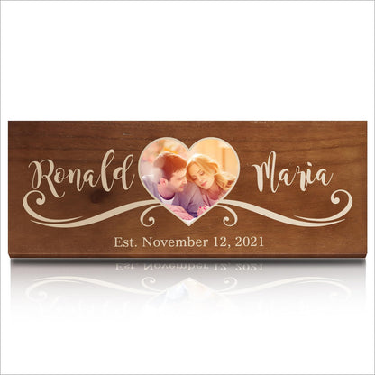 DPDP Personalized Wedding Gifts, Custom Wood Sign with Name Date Picture, Bridal Shower Gifts for Bride and Groom, Weeding Shower Gifts, Gifts for - WoodArtSupply