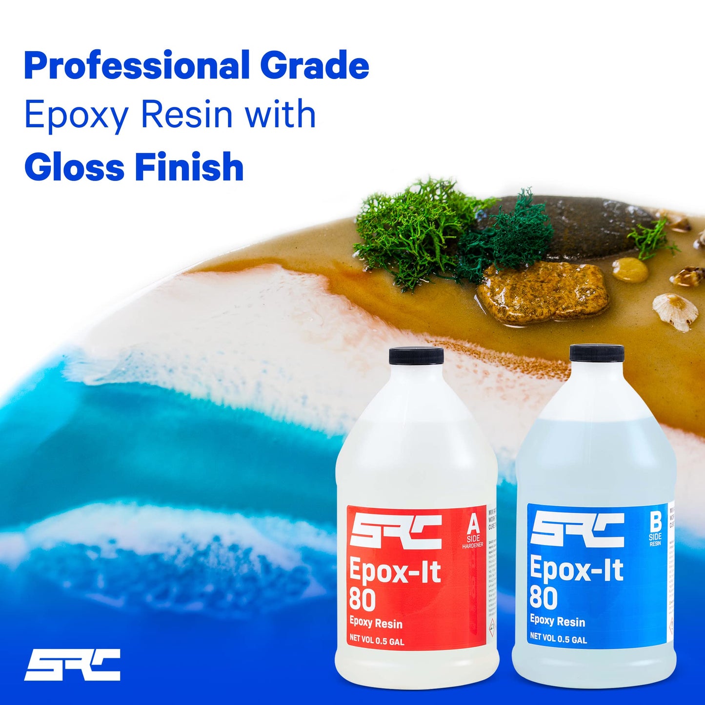 Specialty Resin & Chemical Epox-It 80 (1 Gal)| Clear Epoxy Resin Kit for Beginners & Experts| Clear Epoxy Coating for Bar Top, Countertop, - WoodArtSupply