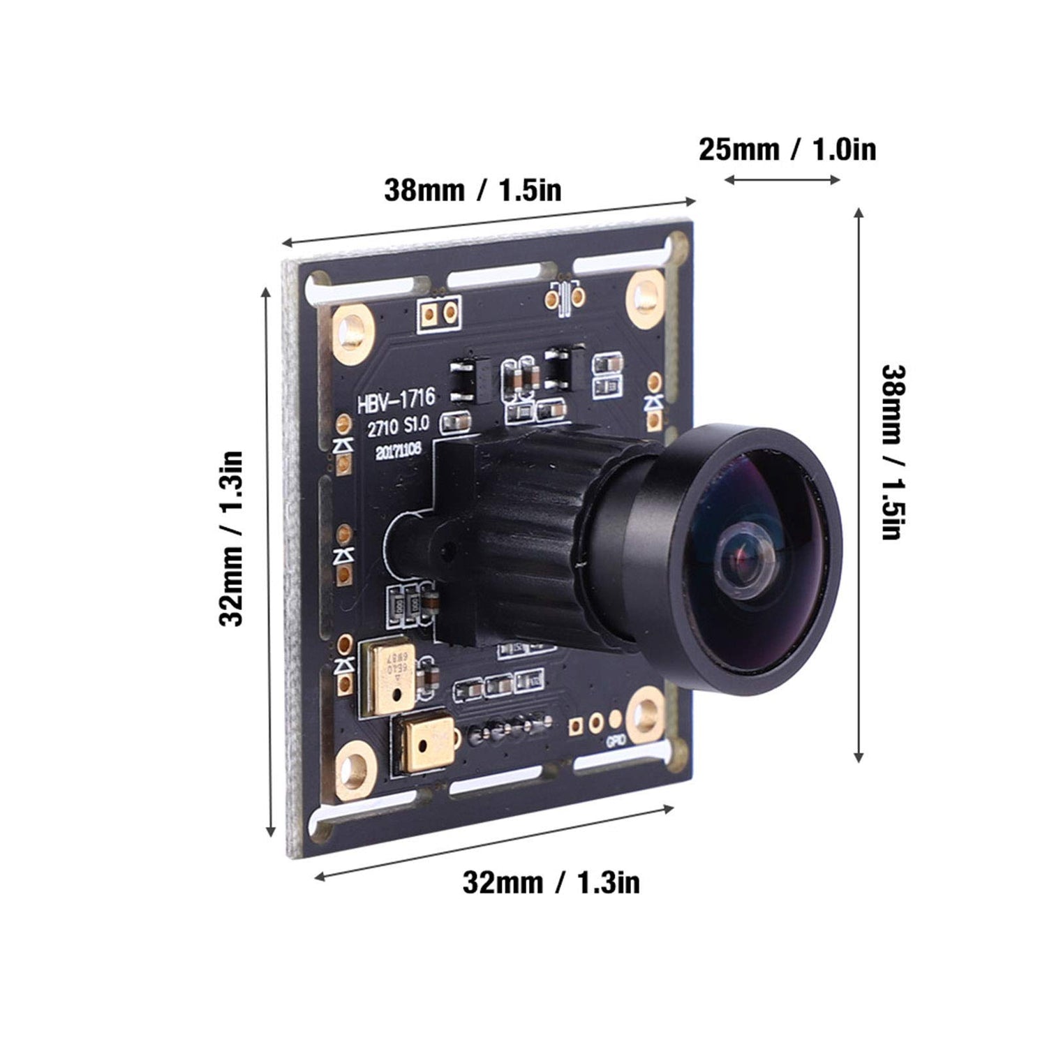 Tbest Lightburn Camera,Lightburn Camera,Kameramodul USB,UsbKameramodul 140 Grad 2 Million Pixels 140° Wide Angle Lens USB Camera Module with Ov2710 Tbest