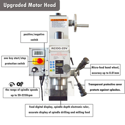 INTBUYING Milling Drilling Machine R8 Mini Benchtop Mill/Drill Machine 7"X27" Micro Milling Machine 1100W 20-2250rpm Variable Speed with Accessory R8 - WoodArtSupply