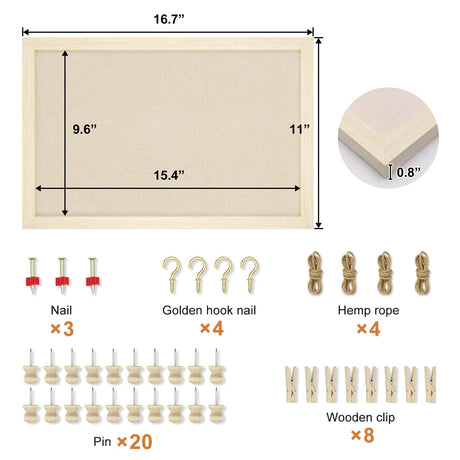 Egofine Cork Board Bulletin Board with Linen, 16x11 Wood Frame Pin Board Wall Decor, 2 Pack Cork Boards for Walls, Hanging Horizontal or Vertically Egofine