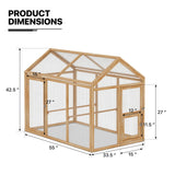 MoNiBloom Outdoor Chicken Coop Large Hen House Poultry Cage with Roosting Rods, Farmhouse Backyard Wood Rabbit Hutch Small Pets Playpens Spire Shaped MoNiBloom