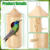 6 Pcs Humming Bird House for Outside Hanging Natural Wooden Hummingbird Nest Swinging Humming Bird Nest with Hemp Ropes for Garden Outdoor Window Qunclay