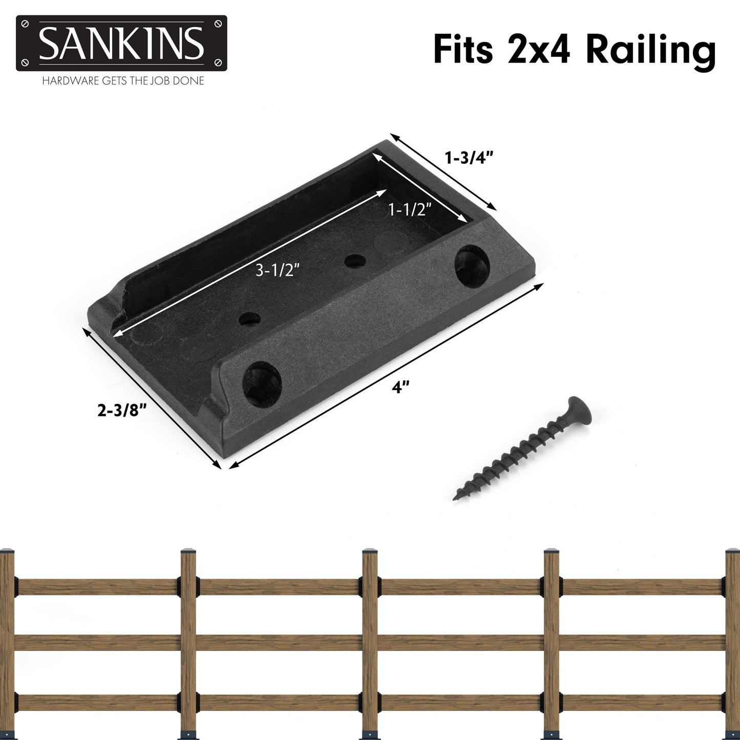 SANKINS 10pcs Deck Railing Bracket Connectors for 2x4, Deck Railing Kit Durable PP Plastic, Brackets for Connection of Wooden Deck Railing Posts, - WoodArtSupply