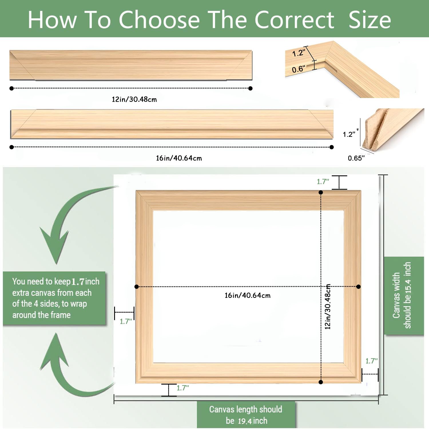 2 Pack 12"x 16" DIY Wood Canvas Stretcher Bars,Removable Canvas Frames Kit-Easy to Assemble,Wooden Frames Kit for Oil Painting,Diamond Yeeyeah