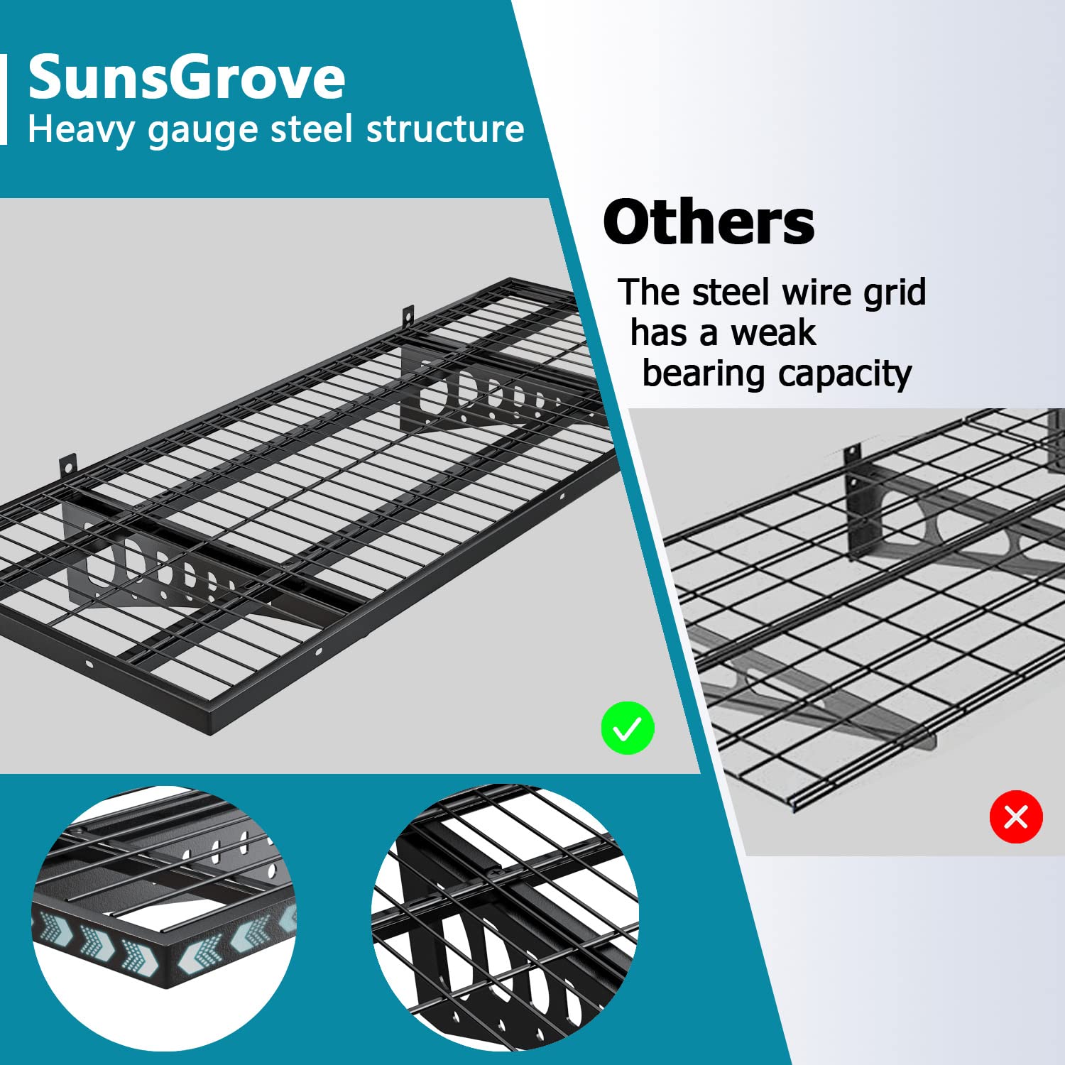 Dtrik Garage Storage Shelving Wall Mounted, 4 Pack 1.5x3.8ft, Loads 1000 lbs Heavy Duty Sturdy Shelves, Strong Garage Organiser, Storage Racks Units, - WoodArtSupply