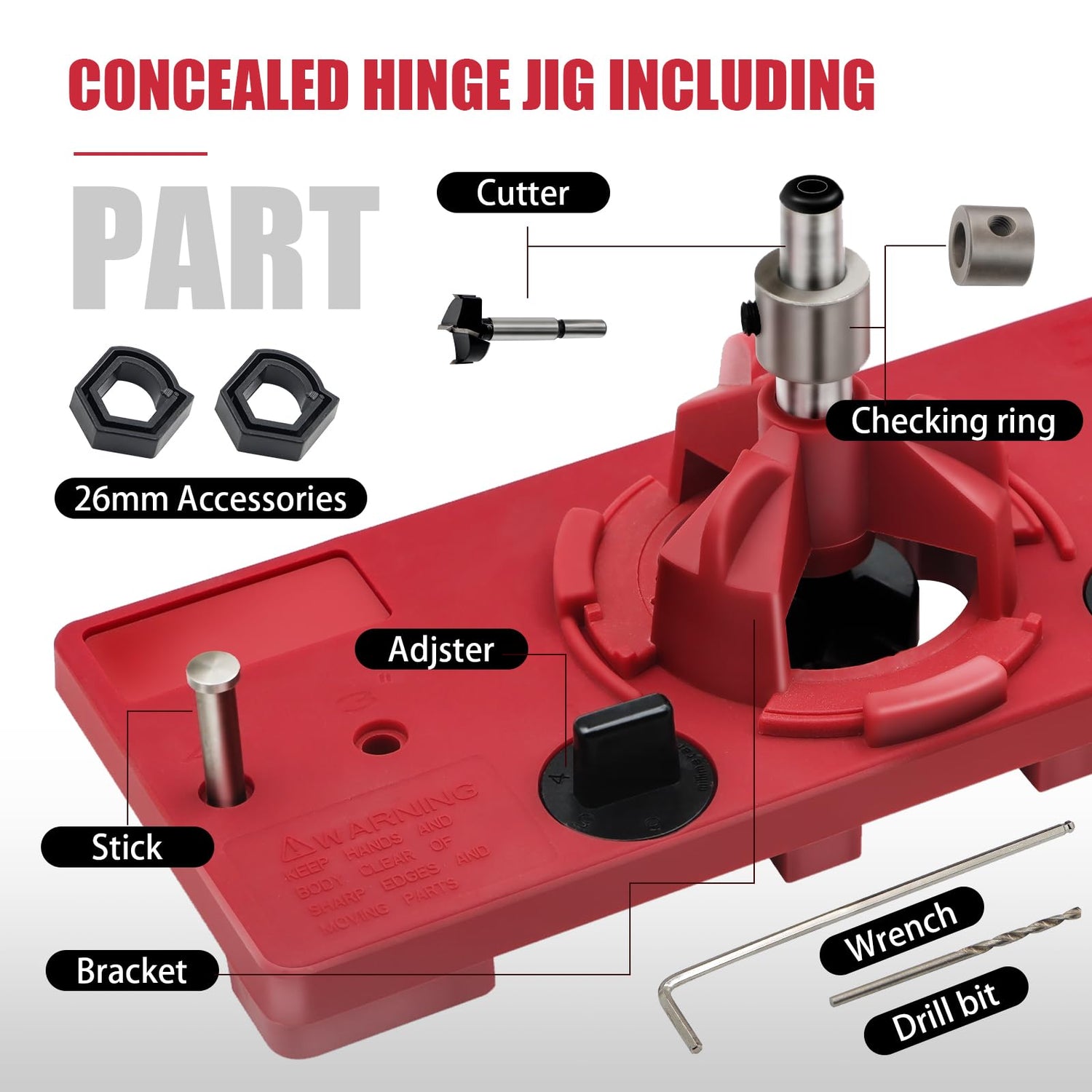 Vigtayue 35mm Hinge Drilling Jig Hole Guide Woodworking Tools, Concealed Hinge Jig for Kitchen Cabinet Doors Hinge Vigtayue