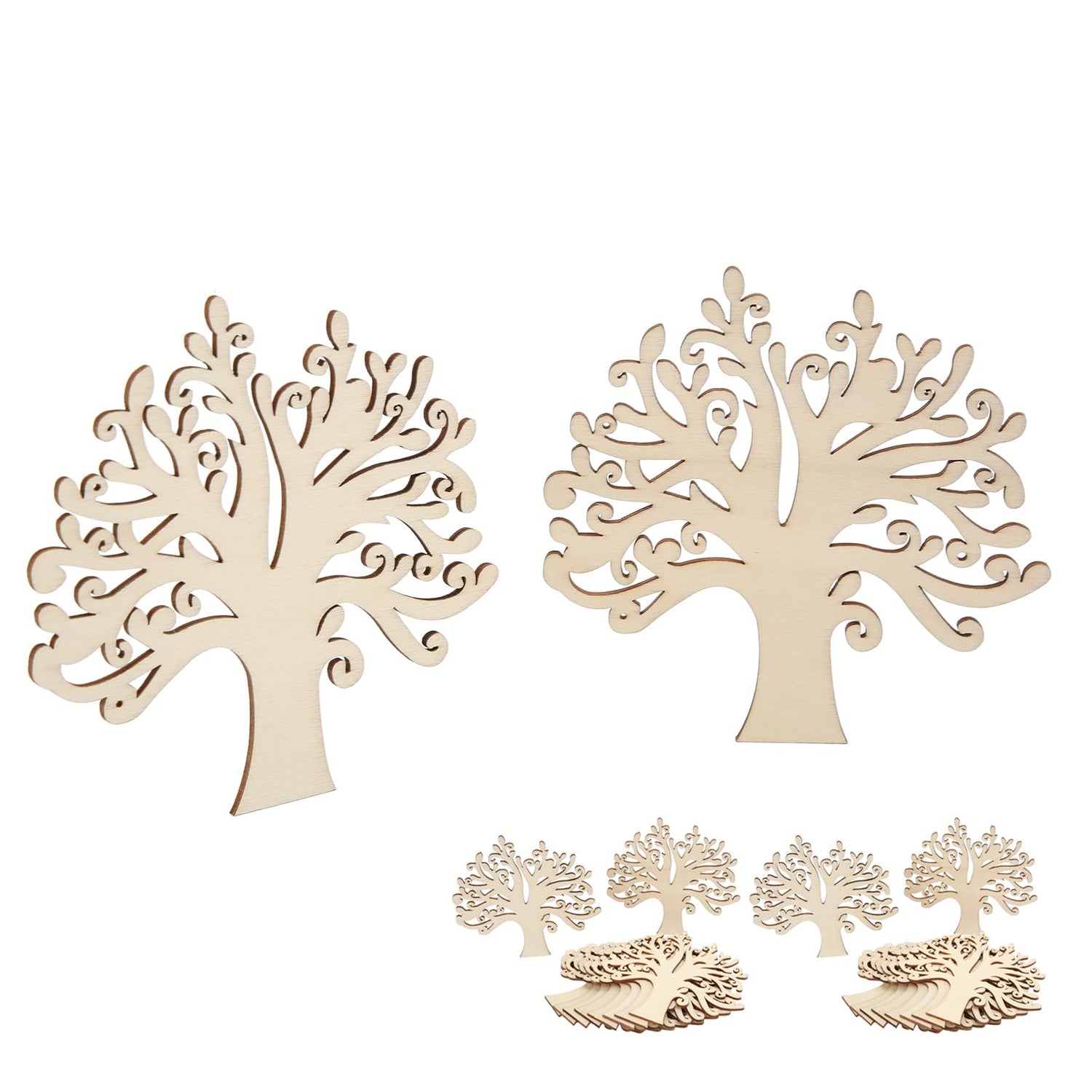 20pcs Blank Wooden Family Tree, Wood Cutout Unfinished Wood Crafts Tree Embellishments for Family Tree Weddings Christmas Ornaments HERCHR