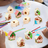 Outus 12 Pcs Wooden Birdhouse Craft Kits to Build, 4 Shapes Wooden Unfinished Bird House with Watercolor Pen and Butterfly Sticker for Boy and Girl Outus