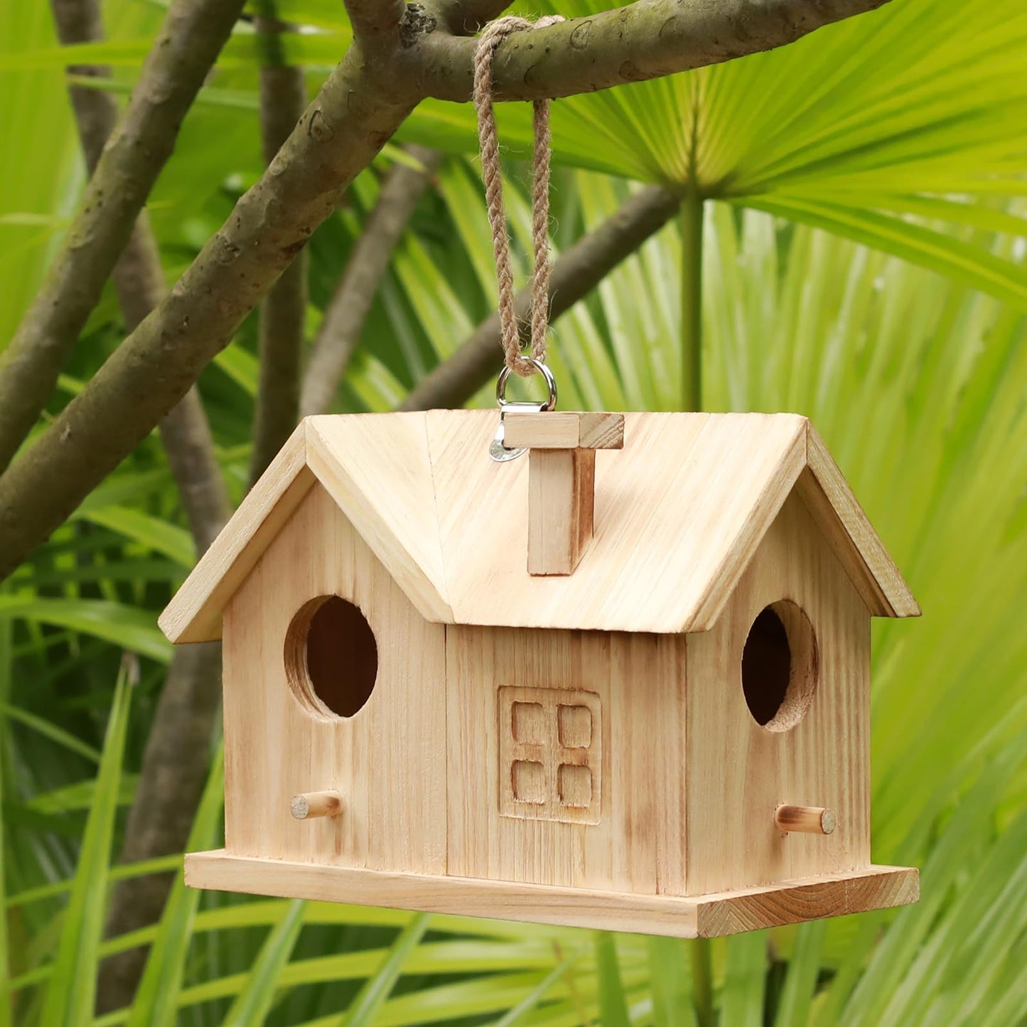 Bird House Outdoors Hanging Bird House for Outside - Unfinished Wooden Birdhouse for Painting - Sheltered Warm Place for Small Birds Bluebird House-