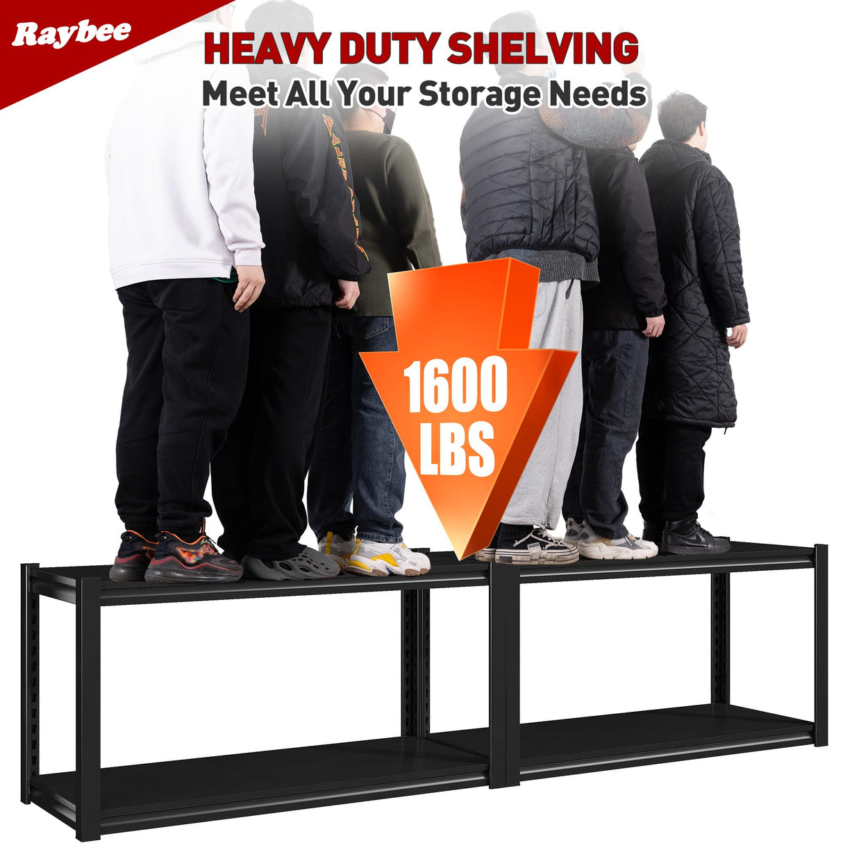 Raybee 40" Wide Storage Shelves Garage Shelving, 2 Pack, Heavy Duty Shelving, Adjustable 4 Tier Metal Shelves for Warehouse, Pantry, Kitchen 40" W Raybee