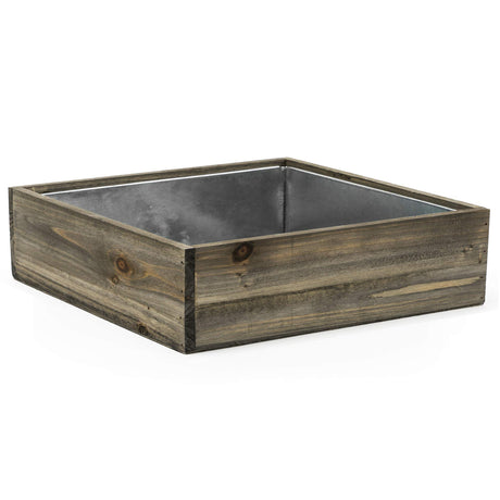 CYS EXCEL Wood Square Planter Box with Removable Zinc Metal Liner (H:4" Open:12"x12") | Multiple Size Choices Wooden Planters | Indoor Decorative CYS EXCEL