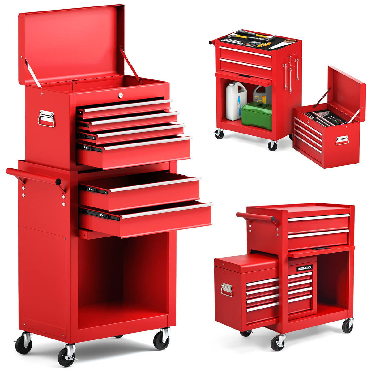 ERGOMASTER 6-Drawers Rolling Tool Chest Cabinet High Capacity Tool Sto ...
