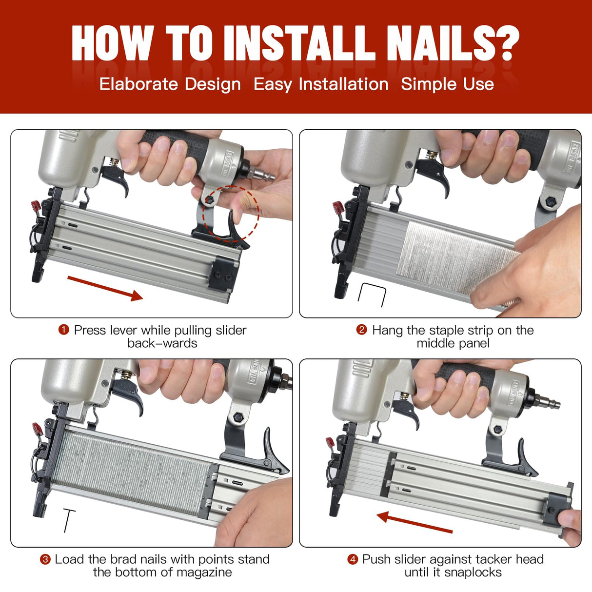 KEENTECH Pneumatic Brad Nailer, 18 GA, 3/8-Inch to 2-Inch Brad Nailer with 3000pcs Nails and Carrying Case, for Carpentry, DIY Project, Woodworking, KEENTECH