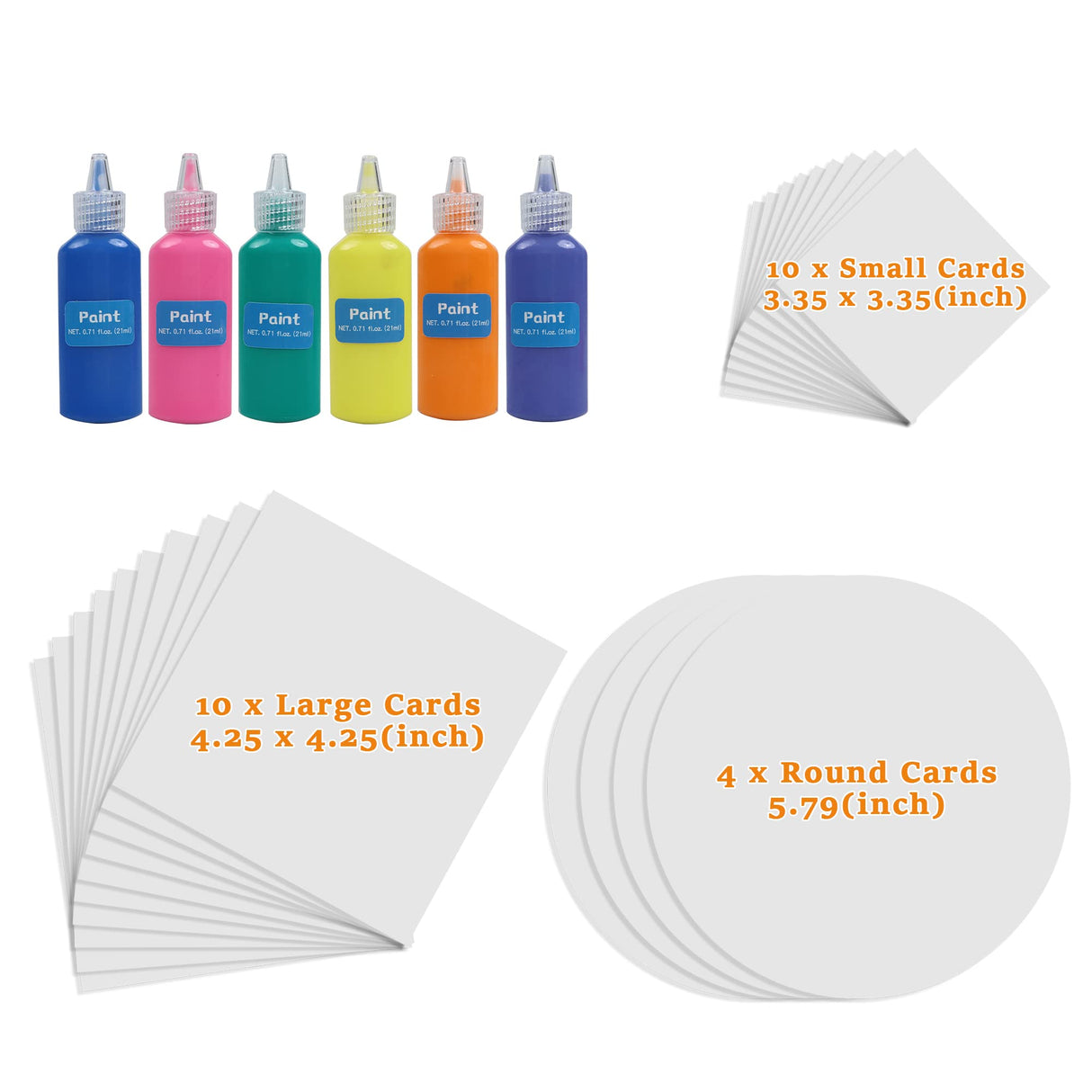 Wings Giant Spin Art Paint Refill Pack Spin Art Machine - 10 x Large Cards - 10 x Small Cards - 4 x Round Cards - 6 Bottles of Colored Paint Wings Giant