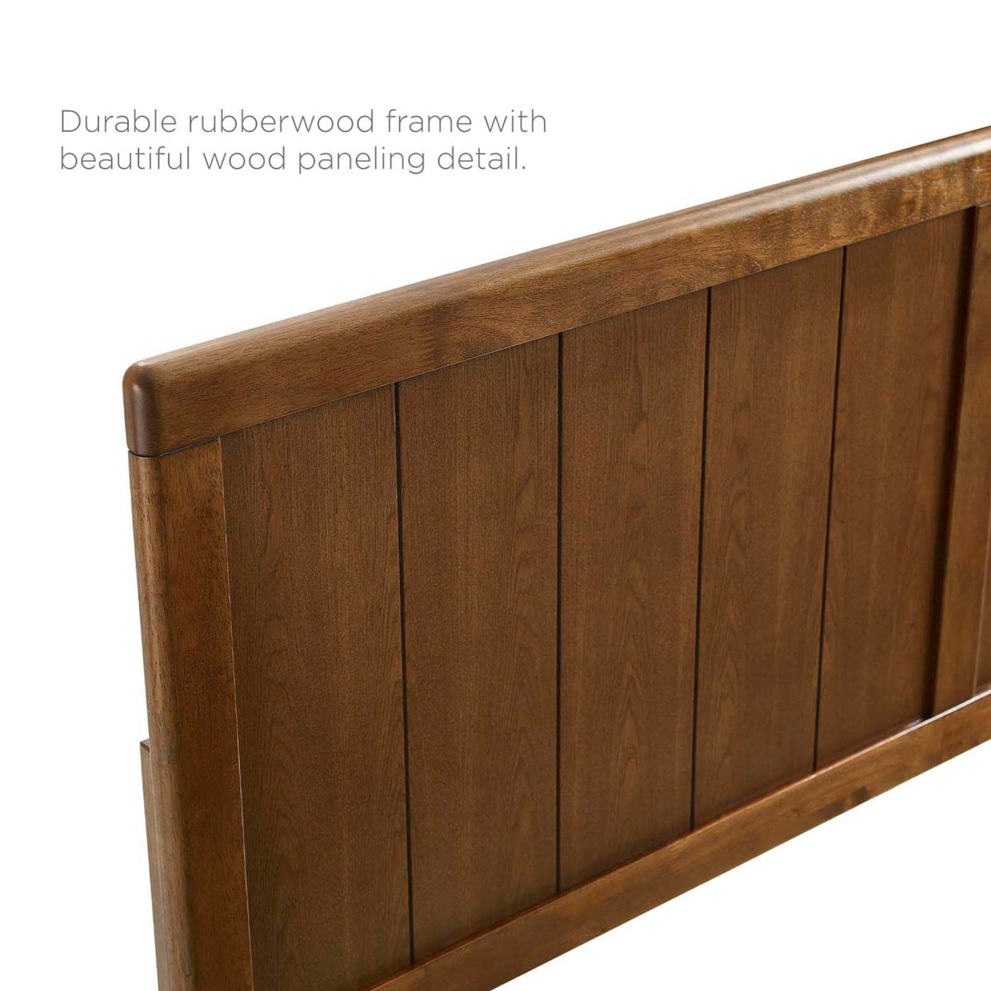 Modway Robbie Full Wood Headboard in Walnut - Mid-Century Modern Design - WoodArtSupply