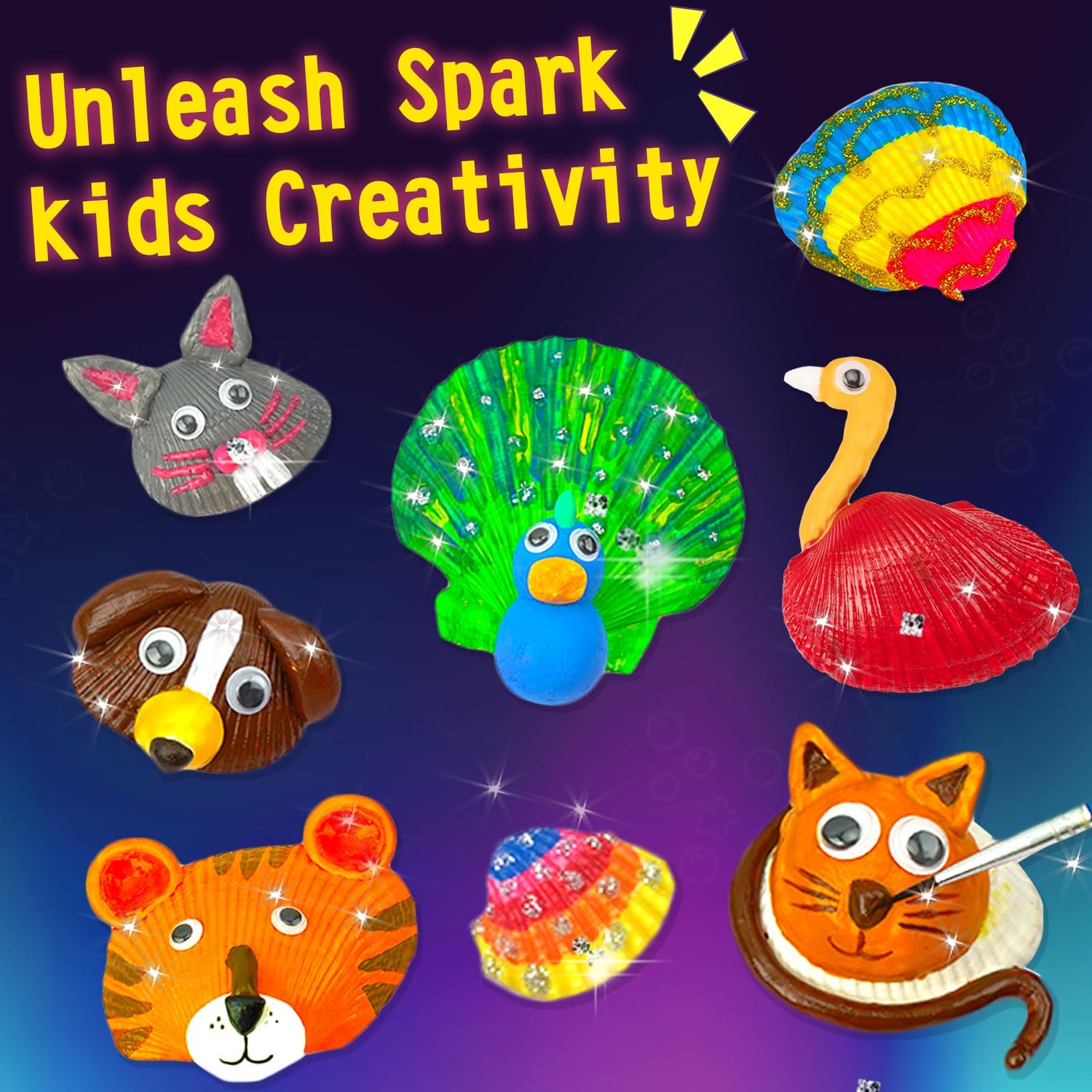 AluAbi Kids Sea Shell Painting Kit, Glow in The Dark Activities, Arts & Crafts Gifts for Boys and Girls Ages 4-12, Creative Art Activity Gift Toys AluAbi