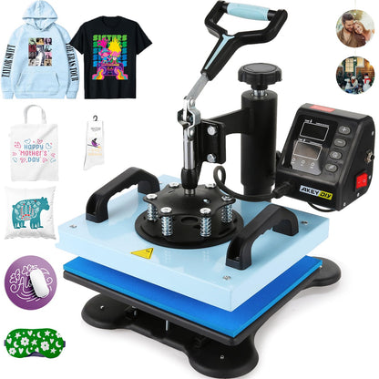 Heat Press Machines 12x10 T-Shirt Pressing Machine 360° Swing Away Sublimation Heat Press Digital DIY Heat Transfer Press Vinyl for T-Shirt Bag