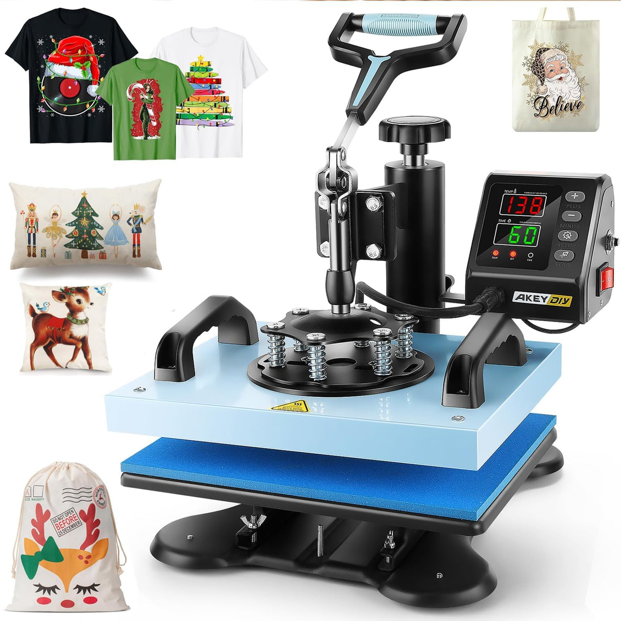 WHUBEFY Heat Press,12x10 Shirt Press Machine,Heat Press Machine Digital Precise LCD Control Printing Sublimation Heat Transfer Machine,Vinyl Heat Whubefy
