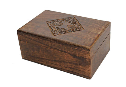 NIRMAN Handmade Wooden Jewellery Trinket Box Keepsake Storage Organizer with Hand Carved Celtic Design - WoodArtSupply