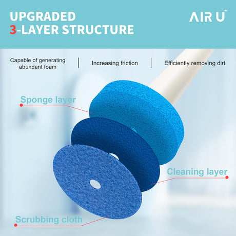 48 Count Disposable Toilet Brush Heads, Toilet Bowl Wand Refills for Toilet and Bathroom Cleaning【Only for AIR U+ Wand】 AIR U+