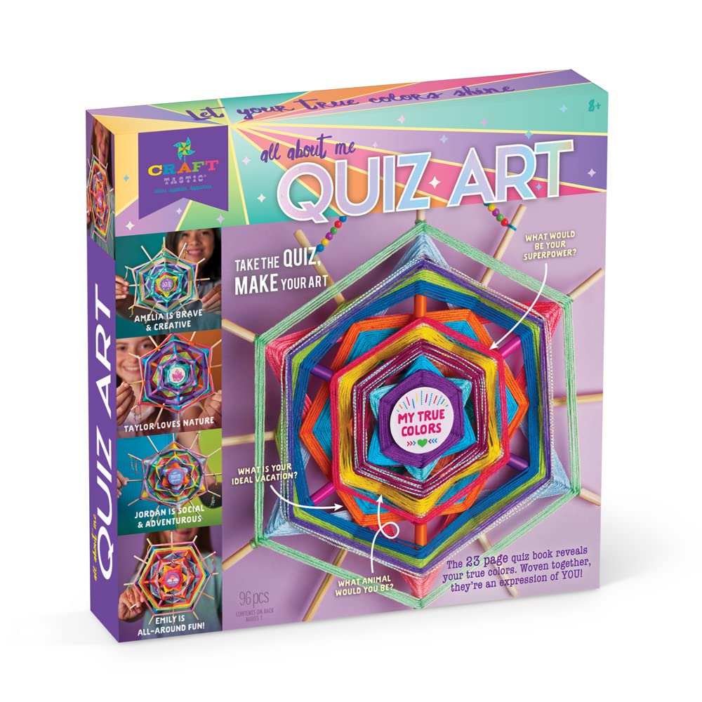 Craft-tastic – All About Me Quiz Art – Craft Kit – Answer Fun Questions to Make a Personalized Piece of Art – Ages 8+ Craft-tastic