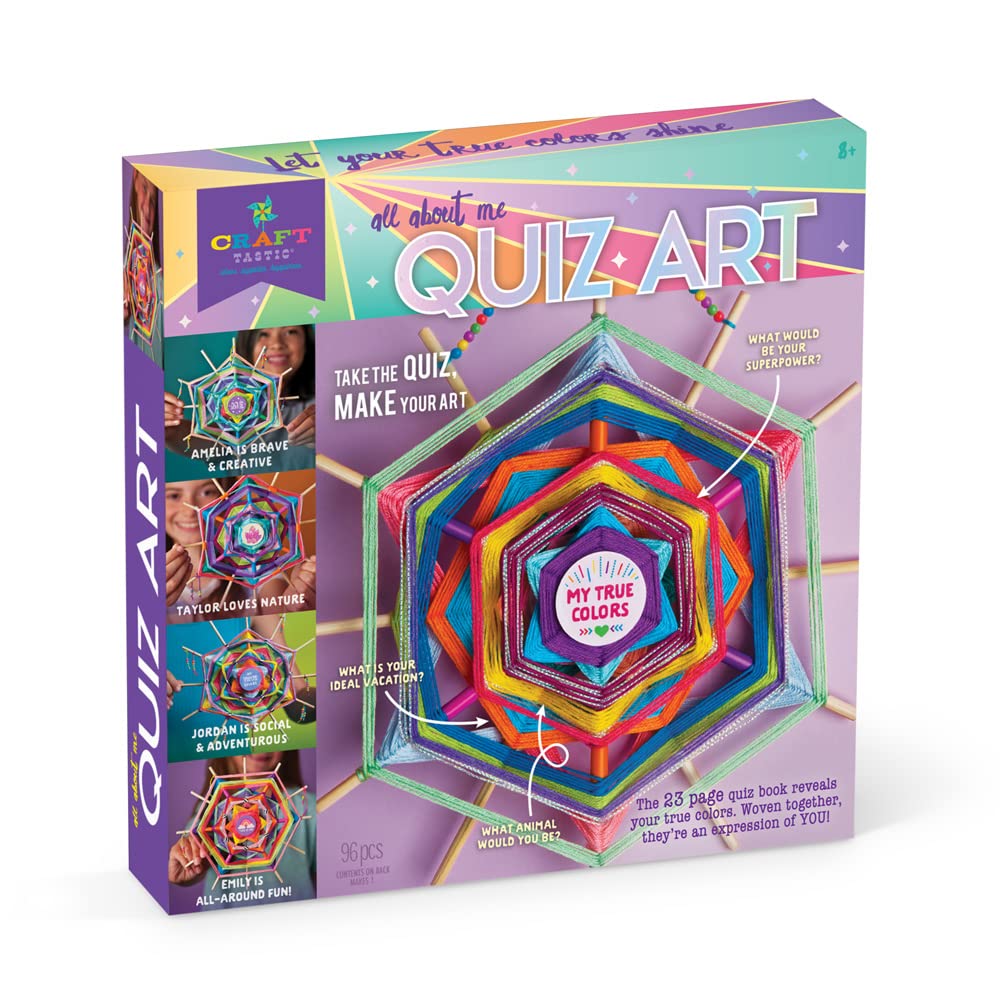 Craft-tastic – All About Me Quiz Art – Craft Kit – Answer Fun Questions to Make a Personalized Piece of Art – Ages 8+ - WoodArtSupply