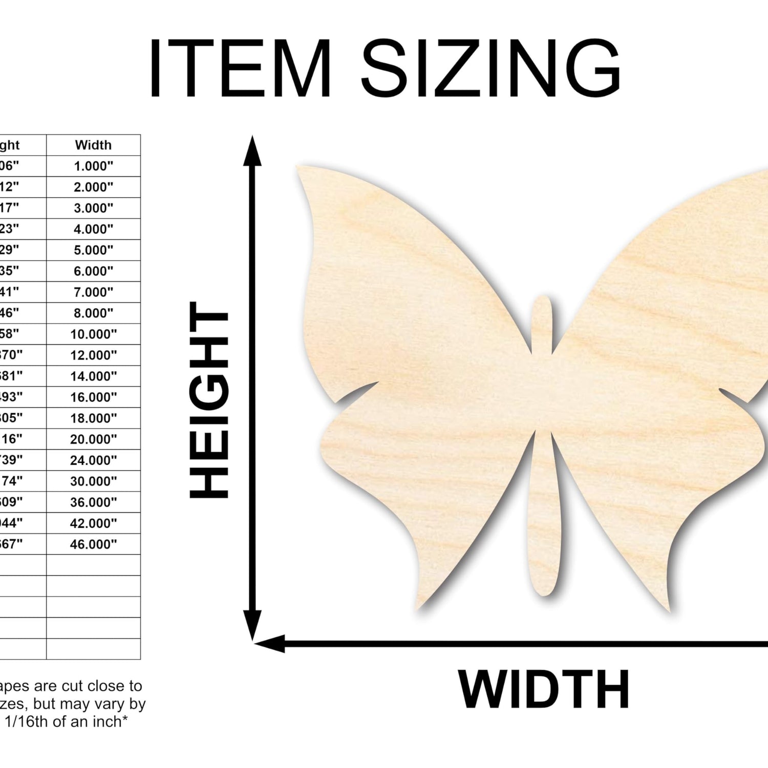 Unfinished Wood Butterfly Silhouette - Animal Craft - up to 36" DIY 10" / 3/4" 24 Hour Crafts