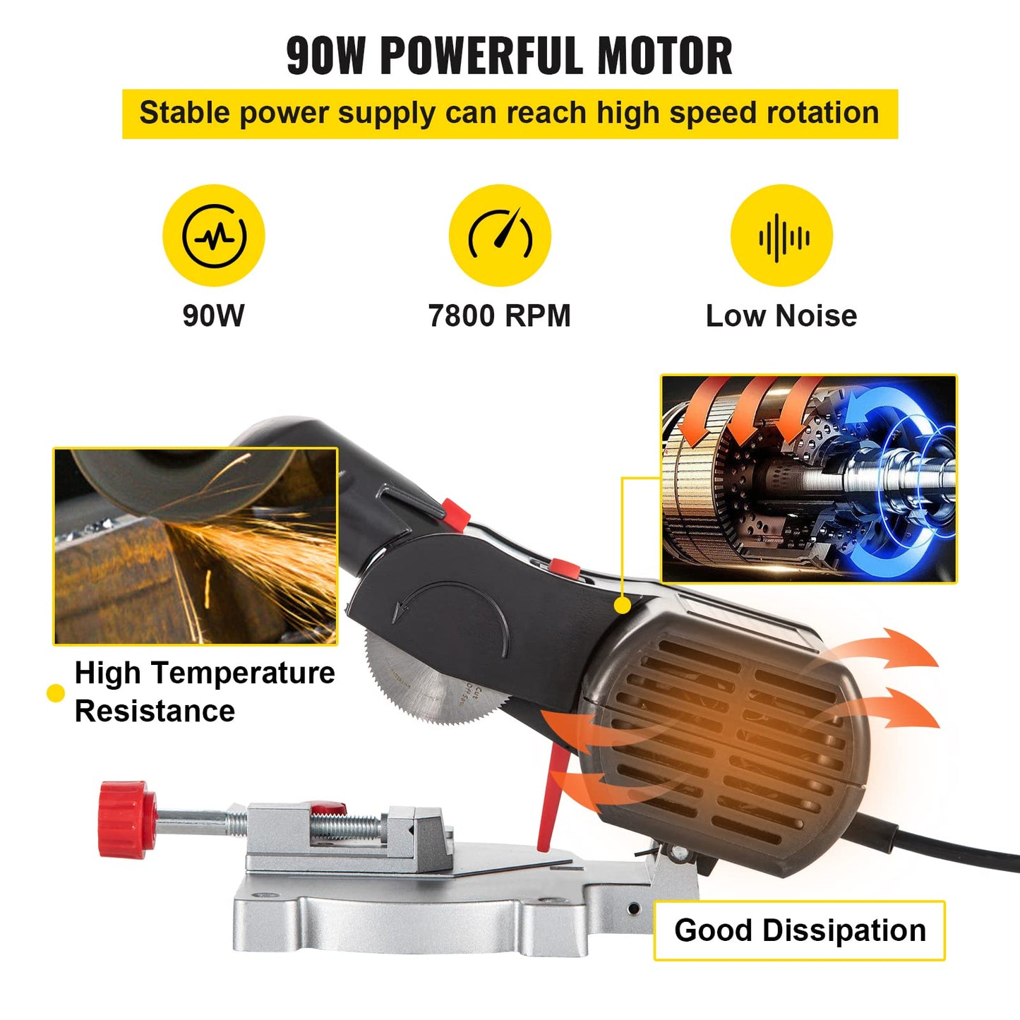 VEVOR Mini Miter Cut-off Chop Saw, Two 2-5/16" Blade of Steel and Resin with 1/2inch Cutting Depth, 0-45° Benchtop Miter Saw for Copper, Aluminum, - WoodArtSupply