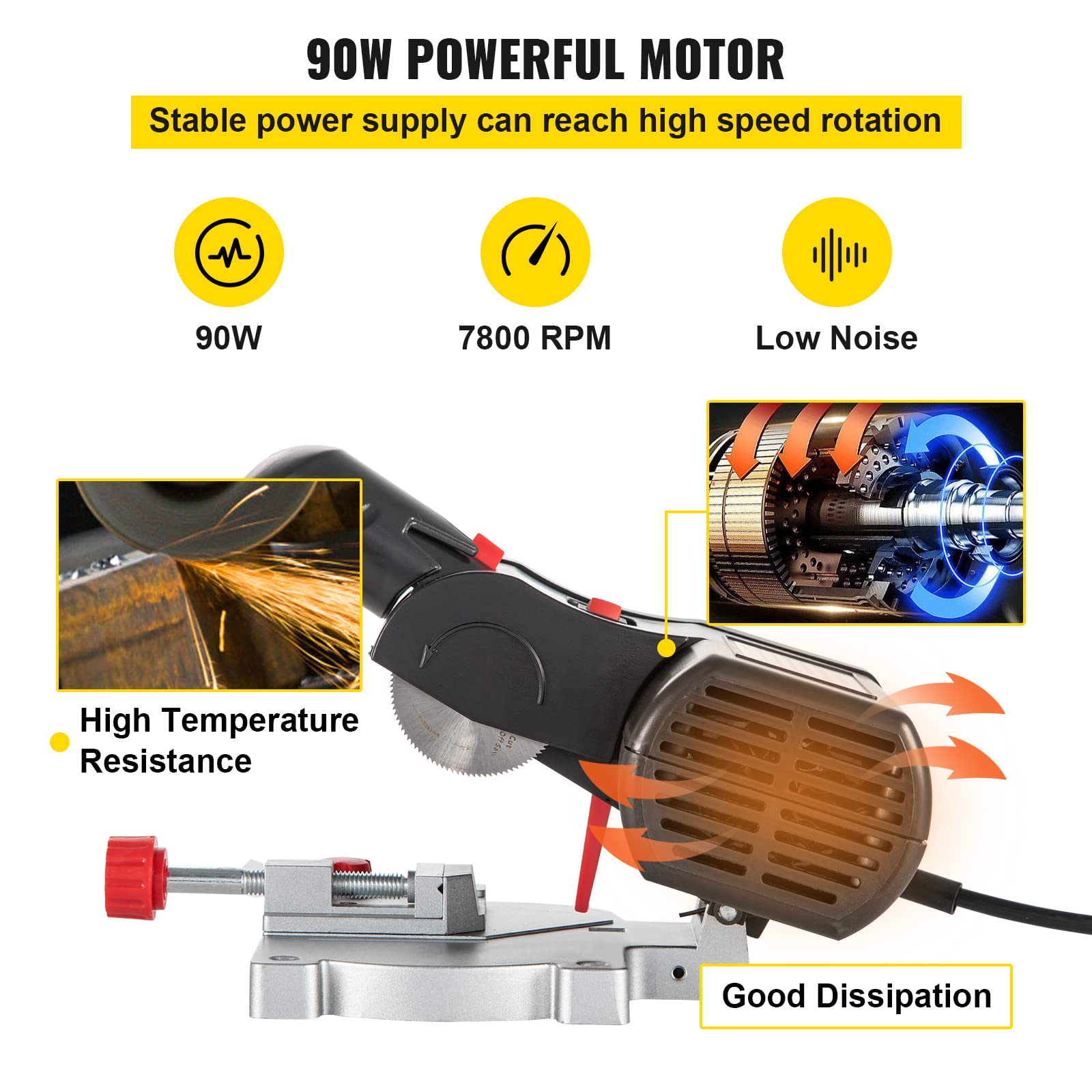 VEVOR Mini Miter Cut-off Chop Saw, Two 2-5/16" Blade of Steel and Resin with 1/2inch Cutting Depth, 0-45° Benchtop Miter Saw for Copper, Aluminum, - WoodArtSupply