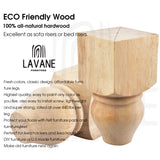 La Vane 5 inch / 12cm Wooden Furniture Legs, Set of 4 Solid Wood Carved Geometry Unfinished Replacement Bun Feet with Mounting Plate & Screws for La Vane