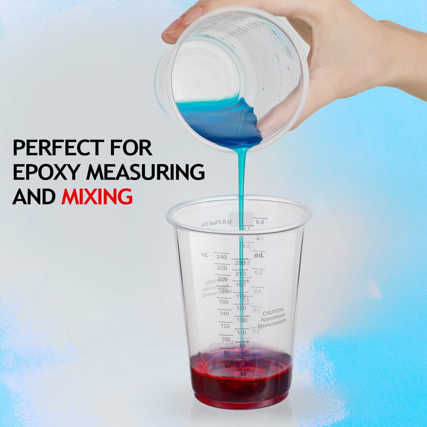 300 Pieces 8 oz Plastic Measuring Cups with 300 Wooden Mixing Sticks Disposable Measuring Cups for Epoxy Resin Mixing Cups for Liquid Measuring, Yunsailing