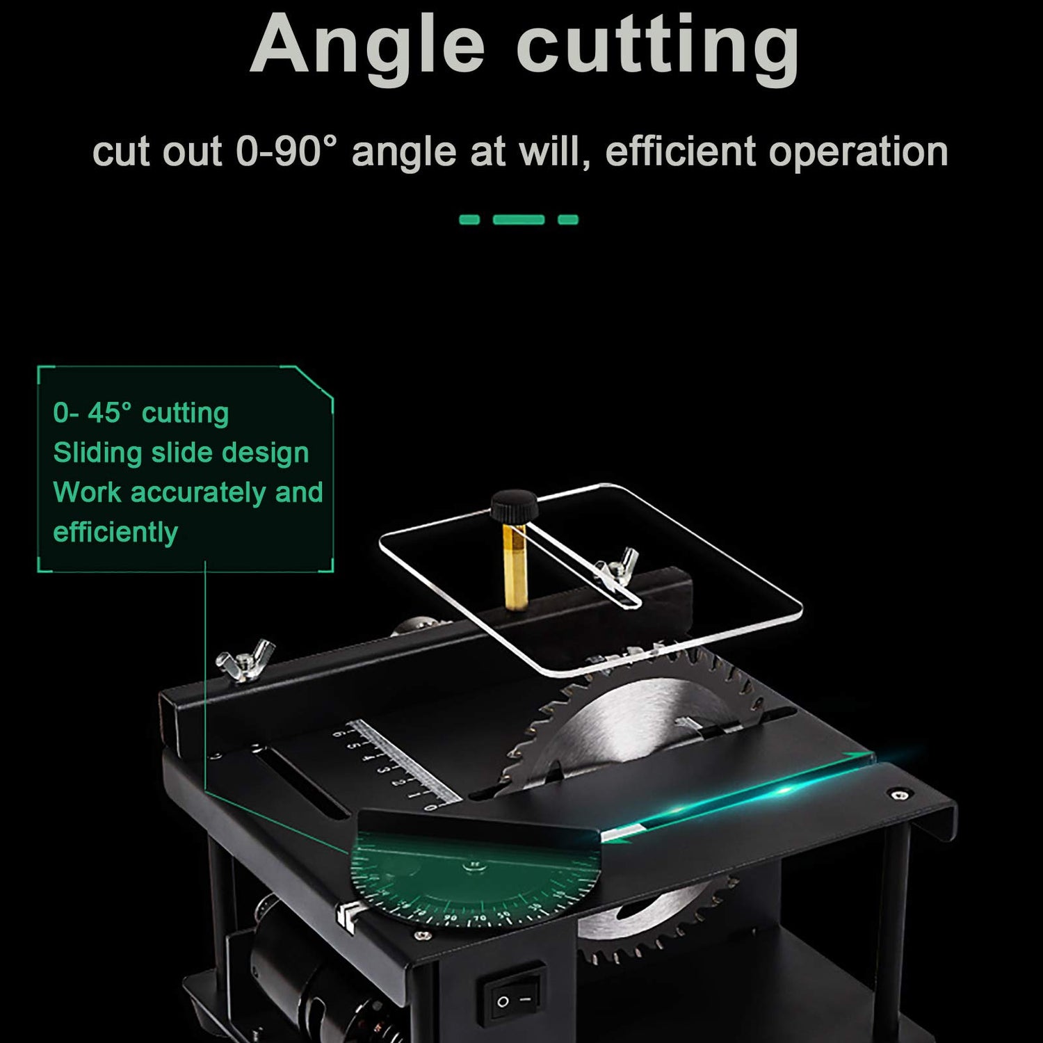 Mini Sliding Table Saw Electric Bench Saw 8500/min, 0-90° Precision Cutting Multifunctional Table Saw Household DIY Woodworking Sliding Table Saw Gdrasuya10