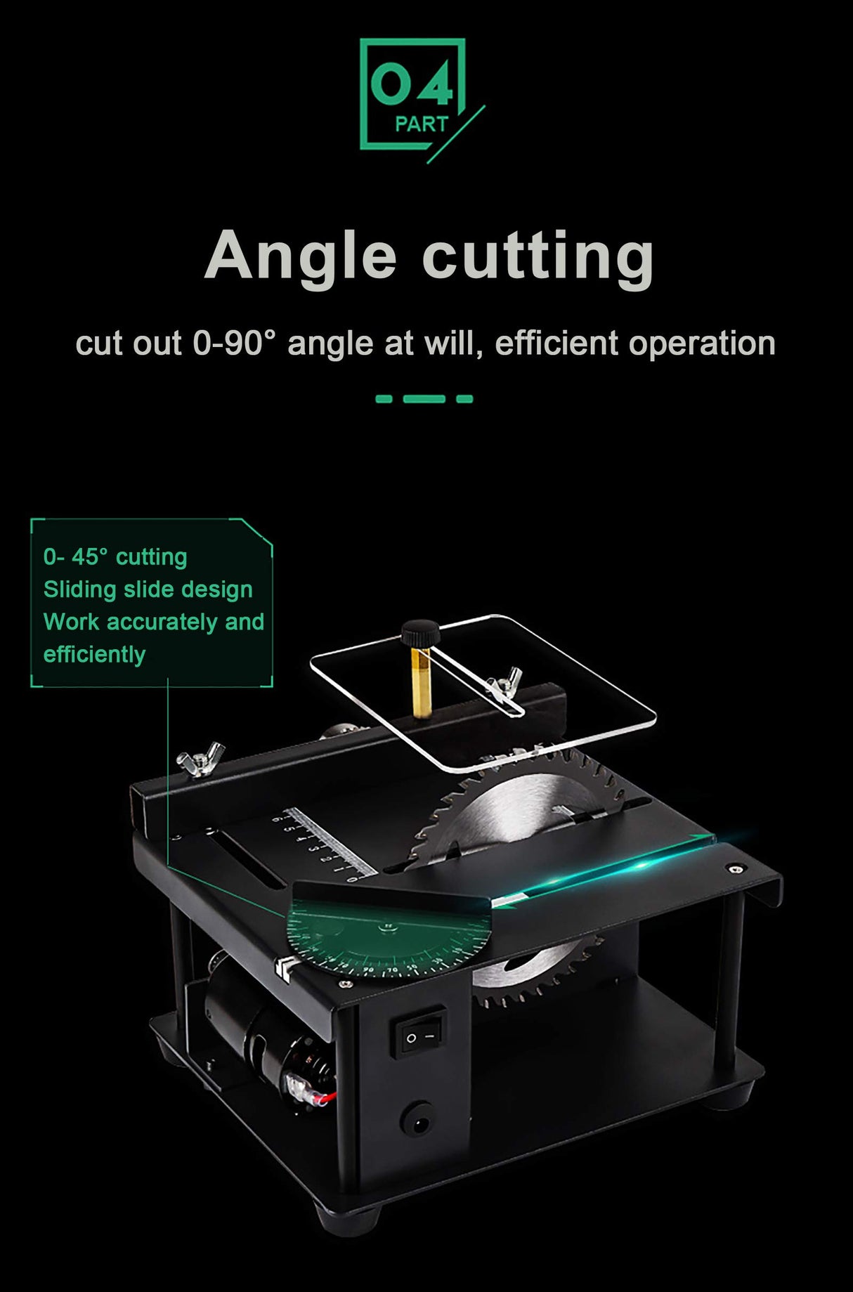 Mini Sliding Table Saw Electric Bench Saw 8500/min, 0-90° Precision Cutting Multifunctional Table Saw Household DIY Woodworking Sliding Table Saw Gdrasuya10